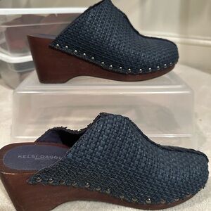 Kelsi Dagger Dark Blue Woven Mules